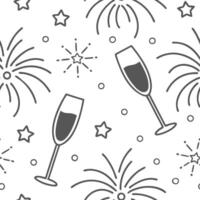 New Year seamless pattern with elegant 2023 numbers champagne flutes and fireworks for a classy celebratory design concept as Classy New Year pattern with 2023 numbers champagne fl Cleans vector