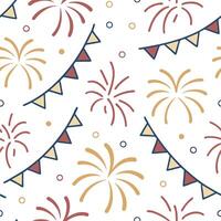 New Year seamless pattern with festive 2023 designs streamers and sparkling fireworks for an energetic joyful atmosphere concept as Joyful New Year pattern with 2023 designs stream Cleans vector