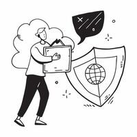 Network Security Engineer with Shield and Network Map concept as An image of a network security engineer with a shield and network map set against a dreamy background offering ampl Cleans vector