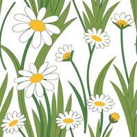 Nature filled spring garden seamless pattern with daisies and buttercups for rustic garden charm concept as Rustic spring garden theme featuring daisies and buttercups arranged in Cleans vector
