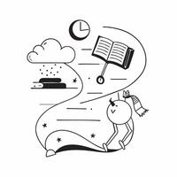 Morning Jog and Evening Reading concept as A view featuring a morning jog and evening reading set against a whimsical background offering ample space for text or graphics symbolizi Cleans vector