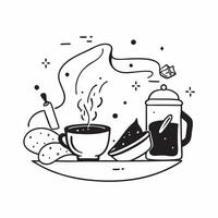 Morning Coffee and Evening Tea concept as A view featuring morning coffee and evening tea set against a whimsical background offering ample space for text or graphics symbolizing t Cleans vector