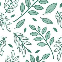 Minimalistic spring leaves seamless pattern with Cleans lines and soft green tones for fresh modern designs concept as Simple Cleans lined spring leaves pattern in soft green tones p Cleans vector