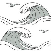 Minimalist summer waves seamless pattern with soft flowing waves and neutral tones for subtle coastal designs concept as Neutral toned summer wave pattern with soft flowing waves i Cleans vector