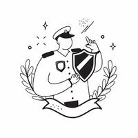 Military Officer with Badge and Shield concept as An image of a military officer with a badge and shield set against a dreamy background offering ample space for text or graphics s Cleans vector
