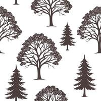 Minimalist autumn trees seamless tile pattern with simple oak and pine silhouettes for modern decor concept as Simple oak and pine tree silhouettes arranged seamlessly for a minima Cleans vector
