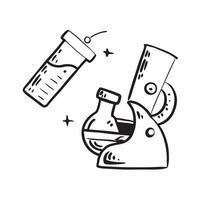 Microscope and Test Tube concept as An icon of a microscope and a test tube set against a Cleans background offering ample space for text or graphics symbolizing scientific experime Cleans vector