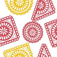 Mexican Papel Picado seamless tile pattern with vibrant colors and intricate cut out designs for festive decor concept as Vibrant papel picado cut out designs arranged seamlessly f Cleans vector