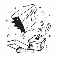 Microscope and Science Book concept as An icon of a microscope and a science book set against a Cleans background offering ample space for text or graphics symbolizing scientific di Cleans vector