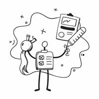 Medical Device Technician with ISO Certificate and Instruments concept as A medical device technician holding an ISO certificate and medical instruments set against a whimsical bac Cleans vector