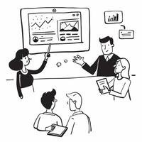 Marketing specialist developing social media ad creatives concept as A marketing specialist in a creative office developing social media ad creatives using graphic design software Cleans Set 2 vector