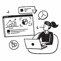 Marketing manager analyzing social media metrics on a laptop concept as A marketing manager sitting at a desk analyzing social media metrics on a laptop showcasing data driven deci Cleans vector