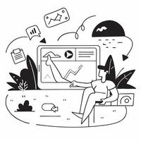 Marketing specialist enjoying a relaxing bath concept as A marketing specialist enjoying a relaxing bath while listening to a podcast about social media trends highlighting relaxat Cleans Set 2 vector