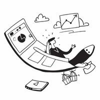 Marketing analyst enjoying a relaxing boat ride concept as A marketing analyst enjoying a relaxing boat ride using a laptop to analyze social media performance highlighting relaxat Cleans vector