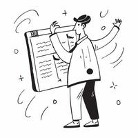 Manager with Whiteboard and Planning Chart concept as A manager using a whiteboard and holding a planning chart set against a whimsical background offering ample space for text or Cleans vector