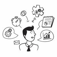 Manager with time management training concept as A managers profile blended with time management training activities symbolizing efficiency and productivity in managing time Ideal Cleans vector