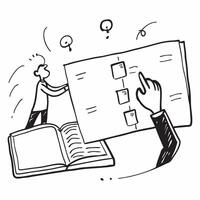 Manager with Organizational Chart and Laptop concept as A manager reviewing an organizational chart and using a laptop set against a whimsical background offering ample space for t Cleans vector