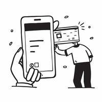 Man Using Mobile Banking in Office concept as A man using a mobile banking app on his smartphone in an office setting with a blank background offering space for text or additional Cleans vector