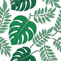 Lush summer leaves seamless pattern with tropical vines and tendrils for lively tropical spaces concept as Tropical vines and tendrils arranged in a seamless tile pattern to infuse Cleans vector