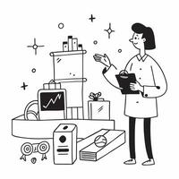 Logistics Coordinator with Clipboard and Conveyor Belt in Fantasy Warehouse concept as Mid shot of a logistics coordinator with a clipboard overseeing a conveyor belt in a fantasy Cleans vector