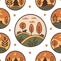 Local folklore scenes and mythical creatures seamless tile pattern with vibrant and earthy tones concept as Vibrant and earthy tones highlight local folklore scenes and mythical cr Cleans vector