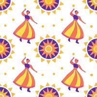 Local festivals and traditional dances seamless tile pattern with vibrant colors and dynamic shapes concept as Vibrant colors and dynamic shapes highlight local festivals and tradi Cleans vector