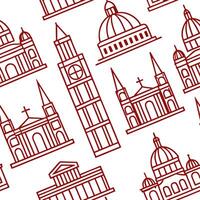 Local architectural landmarks and cultural symbols seamless tile pattern with bold lines concept as Bold lines highlight local architectural landmarks and cultural symbols in seaml Cleans vector
