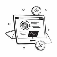 Laptop with Crypto Portfolio concept as A laptop displaying a cryptocurrency portfolio app with space for text in Photo Stock Concept Cleans vector