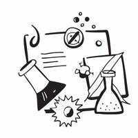 Laboratory Tools with Certificate and ISO Badge concept as Laboratory tools with a certificate and an ISO badge set against a whimsical background offering ample space for text or Cleans vector