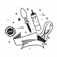 Lab Spatulas with Certificate and ISO Badge concept as Lab spatulas with a certificate and an ISO badge set against a dreamy background offering ample space for text or graphics sy Cleans vector