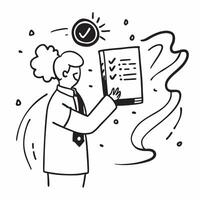 Laboratory Technician with Certificate and Badge concept as A laboratory technician holding a certificate and a badge set against a whimsical background offering ample space for te Cleans vector