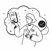 Laboratory Analyst with ISO Badge and Test Data concept as A laboratory analyst holding an ISO badge and test data set against a dreamy background offering ample space for text or Cleans vector