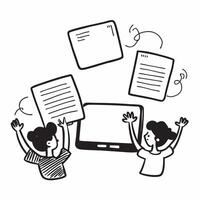 Kids with Tablets and Interactive Classroom concept as Kids using tablets in an interactive classroom with a Cleans background providing ample space for text or graphics symbolizing Cleans vector