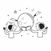 Kids with Globes and Magic School concept as Kids holding globes with a magical school appearing behind them set against a blank background with space for text or design elements s Cleans vector