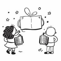 Kids with Magic Backpacks and Enchanted Books concept as Kids with magic backpacks and enchanted books set against a blank background providing space for text or design elements sy Cleans vector
