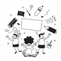 Kids with Art Supplies and Floating Easels concept as Kids with art supplies and floating easels around them set against a blank background providing ample space for text or design Cleans vector