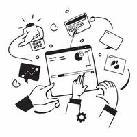 IT team collaborating on a cybersecurity project concept as A illustration of an IT team collaborating on a cybersecurity project using laptops and digital tools with an 8 c Cleans Set 3 vector