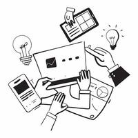IT team collaborating on a cybersecurity project concept as A illustration of an IT team collaborating on a cybersecurity project using laptops and digital tools with an 8 c Cleans Set 2 vector