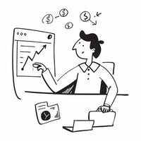 Investment analyst developing stock valuation algorithms concept as An investment analyst in a modern office developing stock valuation algorithms on a computer highlighting expert Cleans vector
