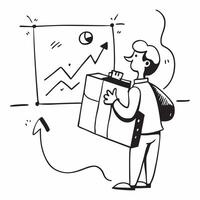 Investor with Briefcase and Growth Graph concept as An investor holding a briefcase and reviewing a growth graph set against a dreamy background offering ample space for text or gr Cleans vector