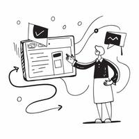 Instructor with Screen Share and Slides concept as An image of an instructor with screen share and slides set against a whimsical background offering ample space for text or graphi Cleans vector