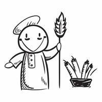 Individual with a corn husk and scarecrow overlay symbolizing harvest themed decor with copy space concept as An individual blended with a corn husk and scarecrow representing har Cleans vector