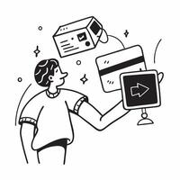 Individual with a camera and live streaming software overlay symbolizing live streaming marketing with copy space concept as An individual blended with a camera and live streaming Cleans vector