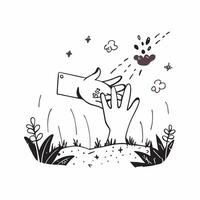 Human hands releasing a butterfly with open field with copy space concept as Human hands releasing a butterfly into an open field symbolizing freedom transformation and new beginn Cleans vector