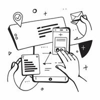 Human hands holding a smartphone with an augmented reality app and documents with copy space concept as Human hands holding a smartphone with an augmented reality app and document Cleans vector