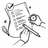 Human hands holding a clock with a to do list and pen with copy space concept as Human hands holding a clock with a to do list and pen symbolizing time management and exciting wor Cleans vector