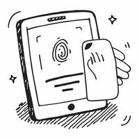 Fingerprint Scan on Laptop concept as A laptop displaying a fingerprint scan interface for authentication with ample blank space around the device in Photo Stock Concept Cleans vector
