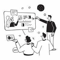 Financial Advisor with Digital Tools and Clients in Futuristic Meeting Room concept as Mid shot of a financial advisor presenting digital tools to clients in a futuristic meeting r Cleans Set 2 vector