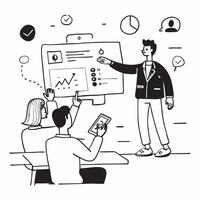 Financial Advisor with Digital Tools and Clients in Futuristic Meeting Room concept as Mid shot of a financial advisor presenting digital tools to clients in a futuristic meeting r Cleans Set 3 vector
