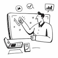 Financial advisor analyzing stock valuation reports concept as A financial advisor in an office analyzing stock valuation reports on a laptop highlighting expertise and financial d Cleans vector